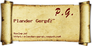 Plander Gergő névjegykártya